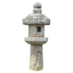 Japanese Exceptional Antique Granite Stone Christian Lantern