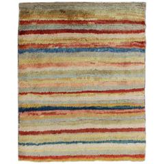 Vintage Turkish Tulu Rug with Stripes 10