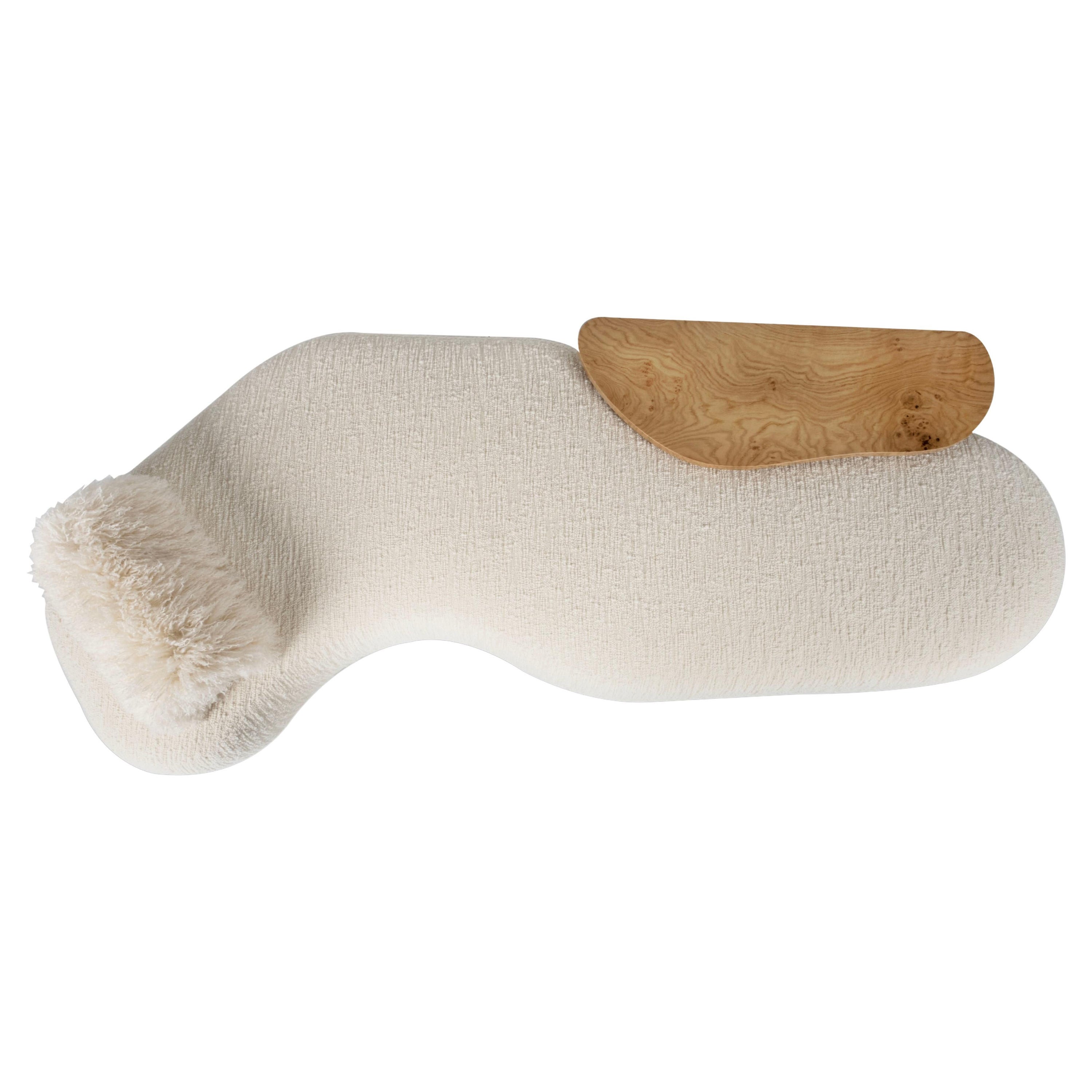 Mid-Century Modern Minho Day Bed, Wool Bouclé, Oak Root, Handmade by Greenapple