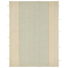 Rug & Kilim’s Contemporary Kilim in Beige, Blue and White Textural Stripes