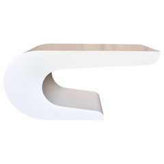 Used Pierre Cardin White Laquer Waterfall Console Table 