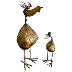Pair of Whimsical Bird Sculptures