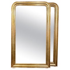 Paire de miroirs français Louis Philippe à feuilles d'or