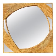 Italian Bamboo and Brass Mirror