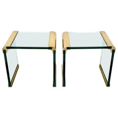 Pair of Leon Rosen for Pace Brass Mounted Cube Side/ Drinks Tables