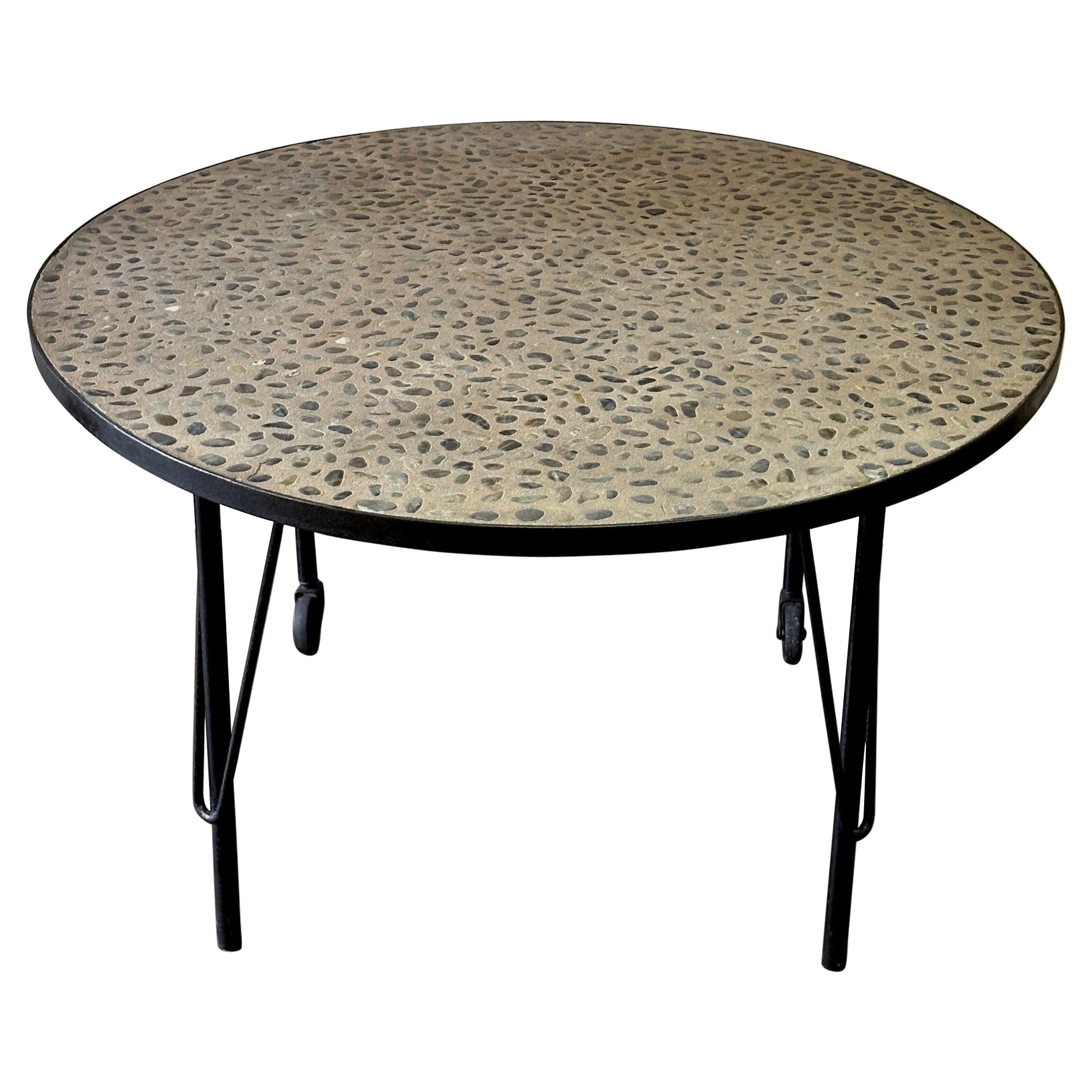 Pebble Stone and Iron Table