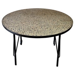 Antique Pebble Stone and Iron Table