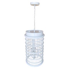 French Modern Wrought Iron White Lantern, Sold Individually, 4 Available