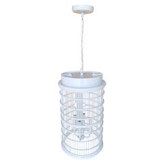 Vintage French Modern Wrought Iron White Lantern, Sold Individually, 4 Available