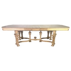 Antique 19th Century Italian Baroque Style Dining Table w/ Leaves
