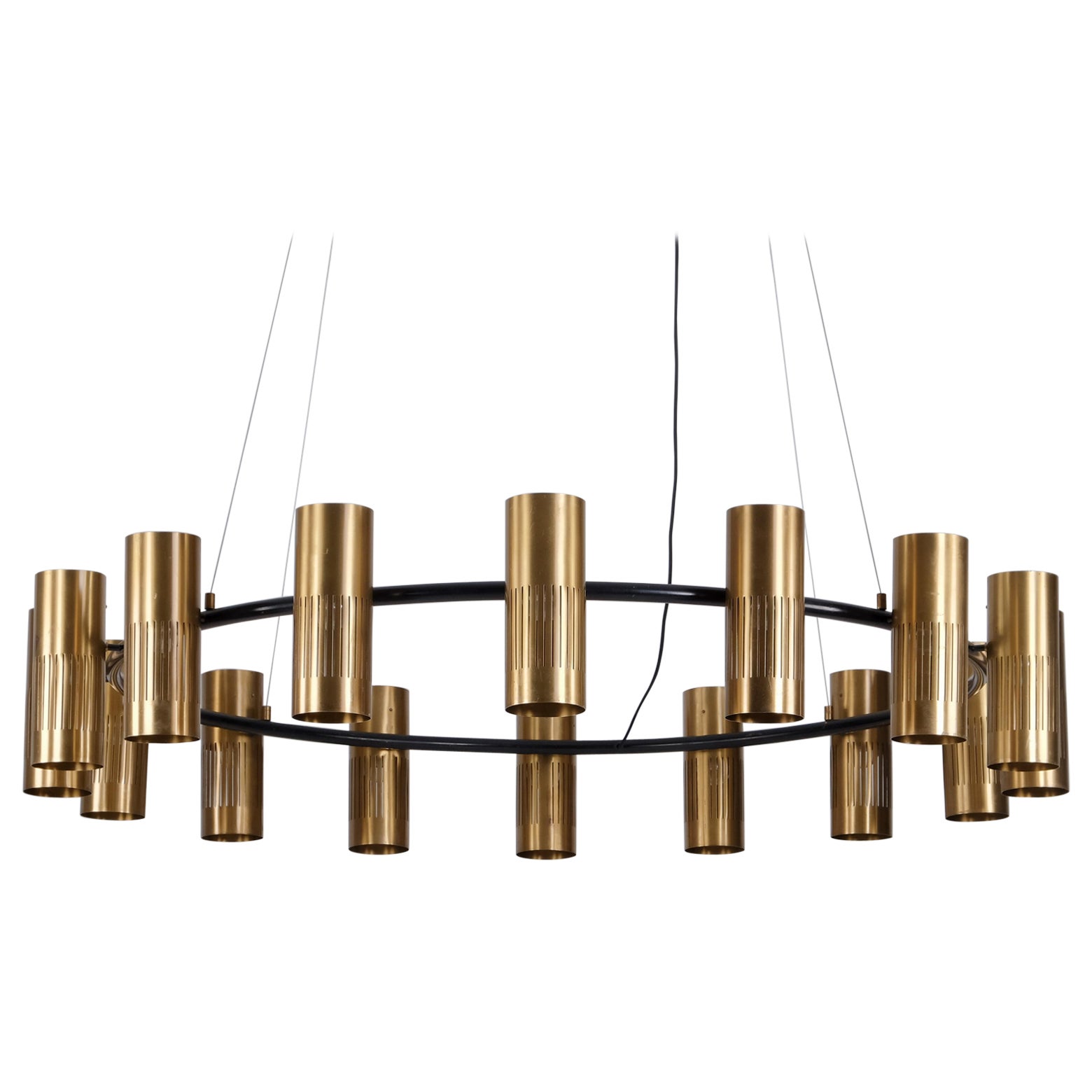 Rare Swedish Brass Chandelier, 1950s