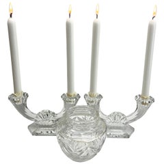 Val Saint Lambert  Cristal 2 Candelabros y 1 Jarrón Años 30 Bélgica
