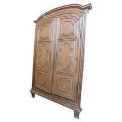 Antique Placard, Wall cabinet in carved oak wood with wavy panels, France