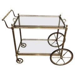 Vintage Maison Bagués. Neoclassical Style Silvered Brass Drinks Trolley. French.