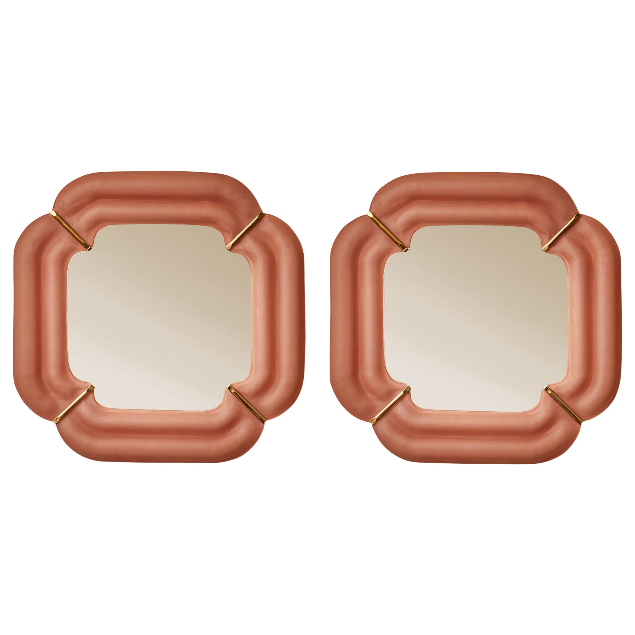 Rose tainted Murano glass mirrors by Studio Glustin