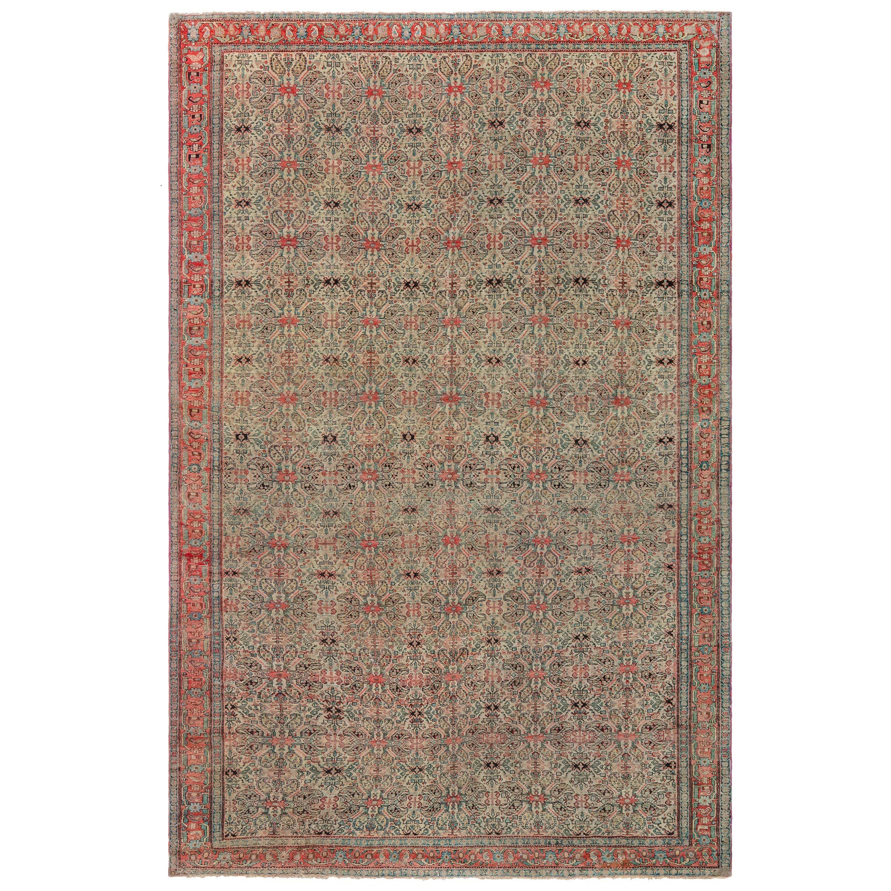 Authentic 19th Century Persian Senneh Botanic Rug