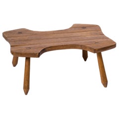 Vintage "Gouge" Brutalist Beech Coffee Table in the Style of Marolles - France 1970's