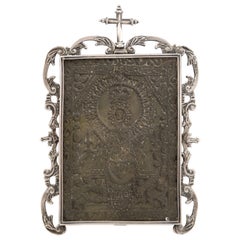 Antique Pax, Lady of Soterraña. Slate, silver. Spain, 1798.