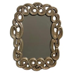 Vintage Mirror with Filiform Lines in Lacquered and Golden Resin from Lam Lee Group