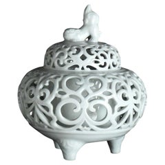 Porta-incienso japonés Imari "Sukashi shishi" Cerámica de porcelana hecha en Japón