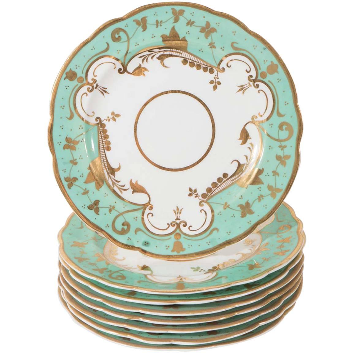 Sea Foam Green Dishes, a Set of Ten