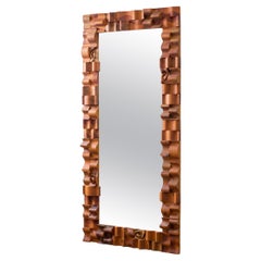 Specchio organico in pino svedese realizzato dall'artigiano del legno Gunnar Kanevad, Svezia, anni '70