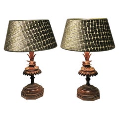 19th Century Black Forest Pair of Table Lamps Wood Germany