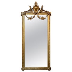 Miroir français Louis XVI en bois doré