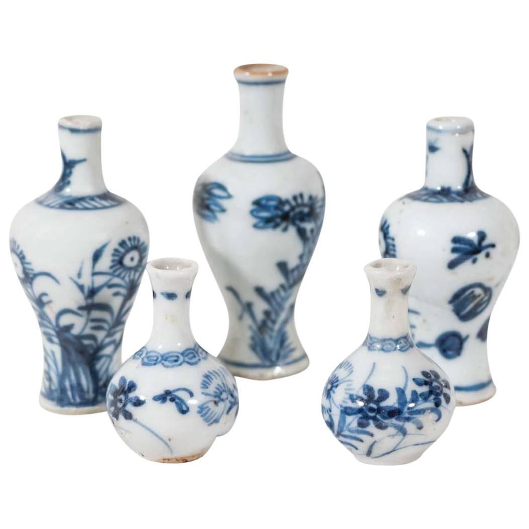 Chinese Blue and White Porcelain, Five-Piece Miniature Garniture