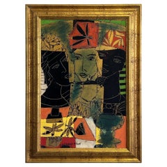 Gregory Fink Pittura astratta a olio e foglia d'oro