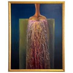 Josef Istler Abstract Surrealist Figure Oil Painting 1979