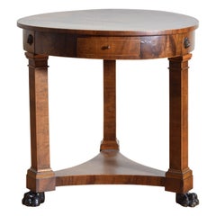 Antique Italian Empire Revival Walnut Veneer & Inlaid Center Table, ca. 1875