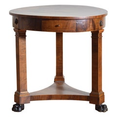 Italian Empire Revival Walnut Veneer & Inlaid Center Table, ca. 1875