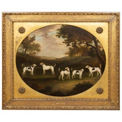 Antique Fox Hounds In Landscape By John N. Sartorius