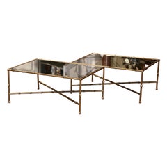 Paar von Vintage Französisch Faux Bambus Messing Couchtische Maison Baguès Paris Style