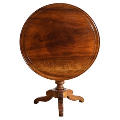 Antique French Louis Philippe Period Light Turned Walnut Tilt-Top Table, ca. 1830