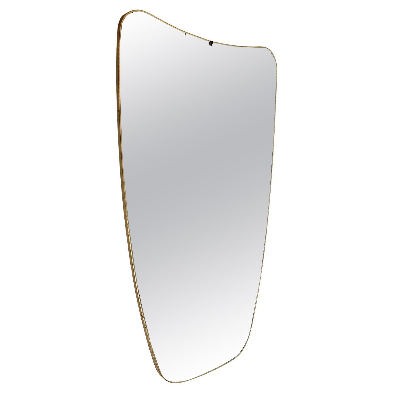 Mid Century Modern Vintage Golden Plastic Brass Full Length Mirror Huge 1950s