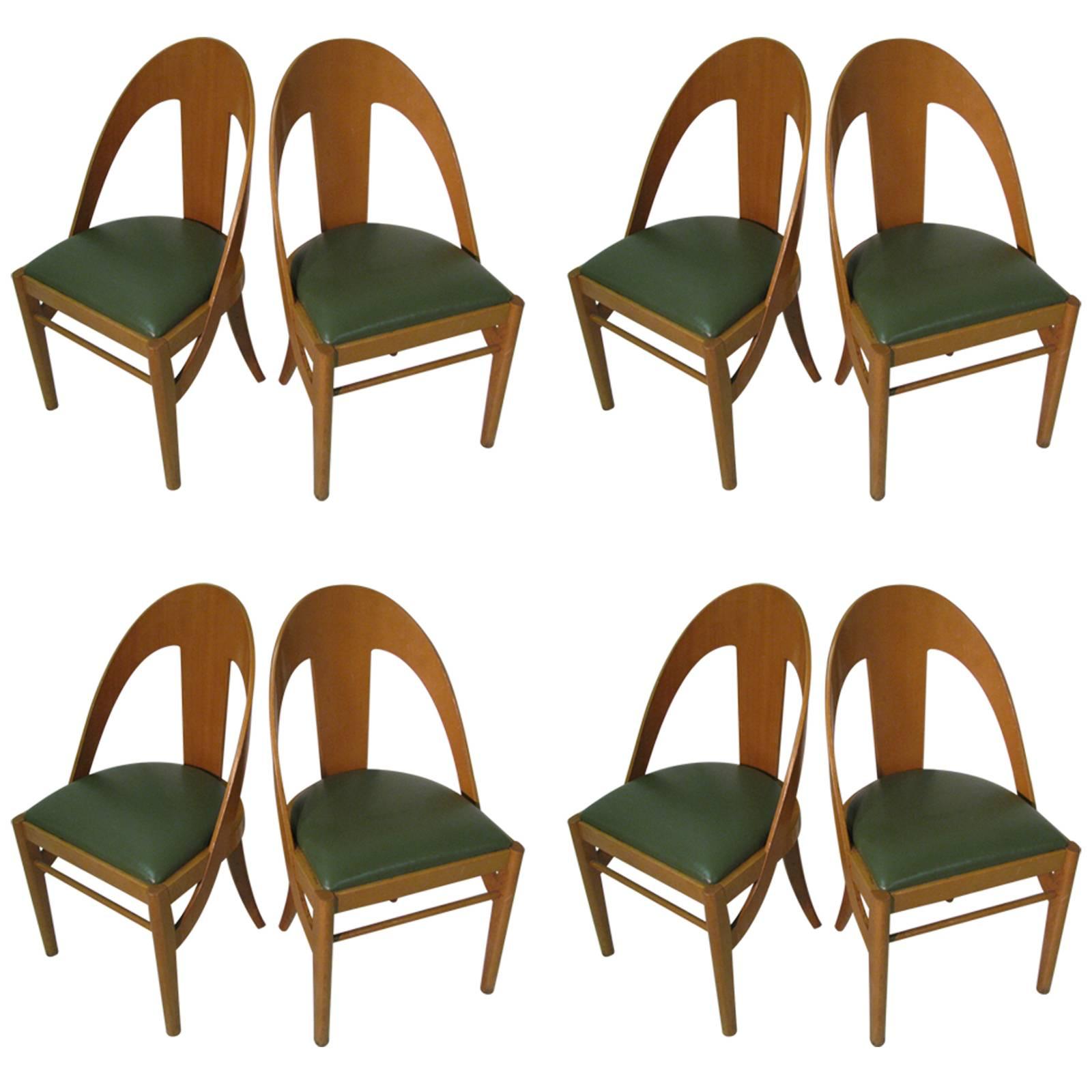  Mid-Century Modern Bent Maple Spoon Back Cafe Dining Chairs 3 Available