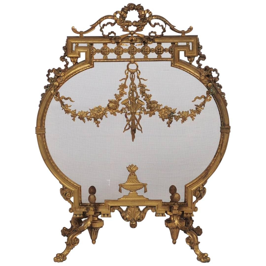 Bronze Louis XVI Style Mantel Firescreen