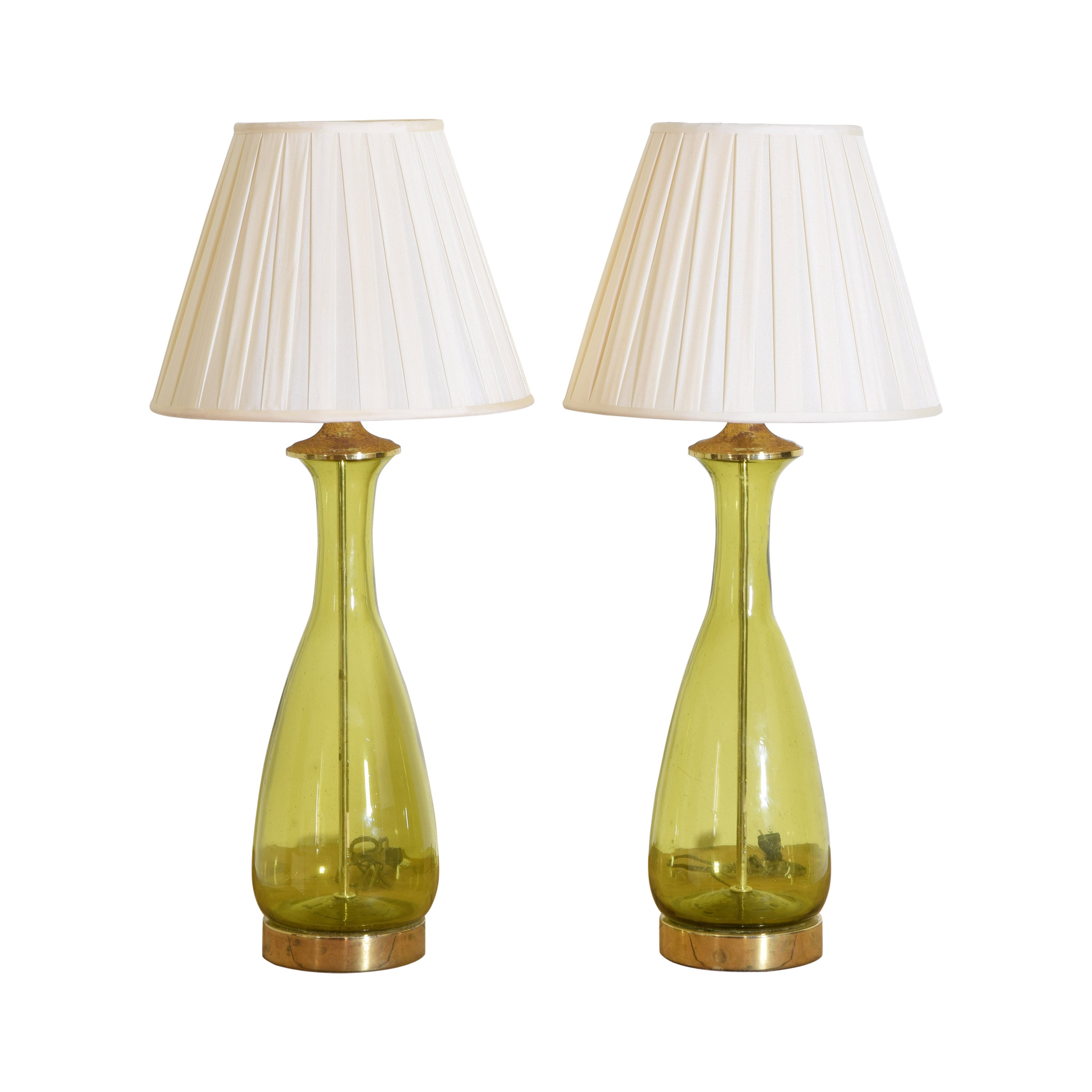 Pair of Chartreuse Lamps, CA. 1950