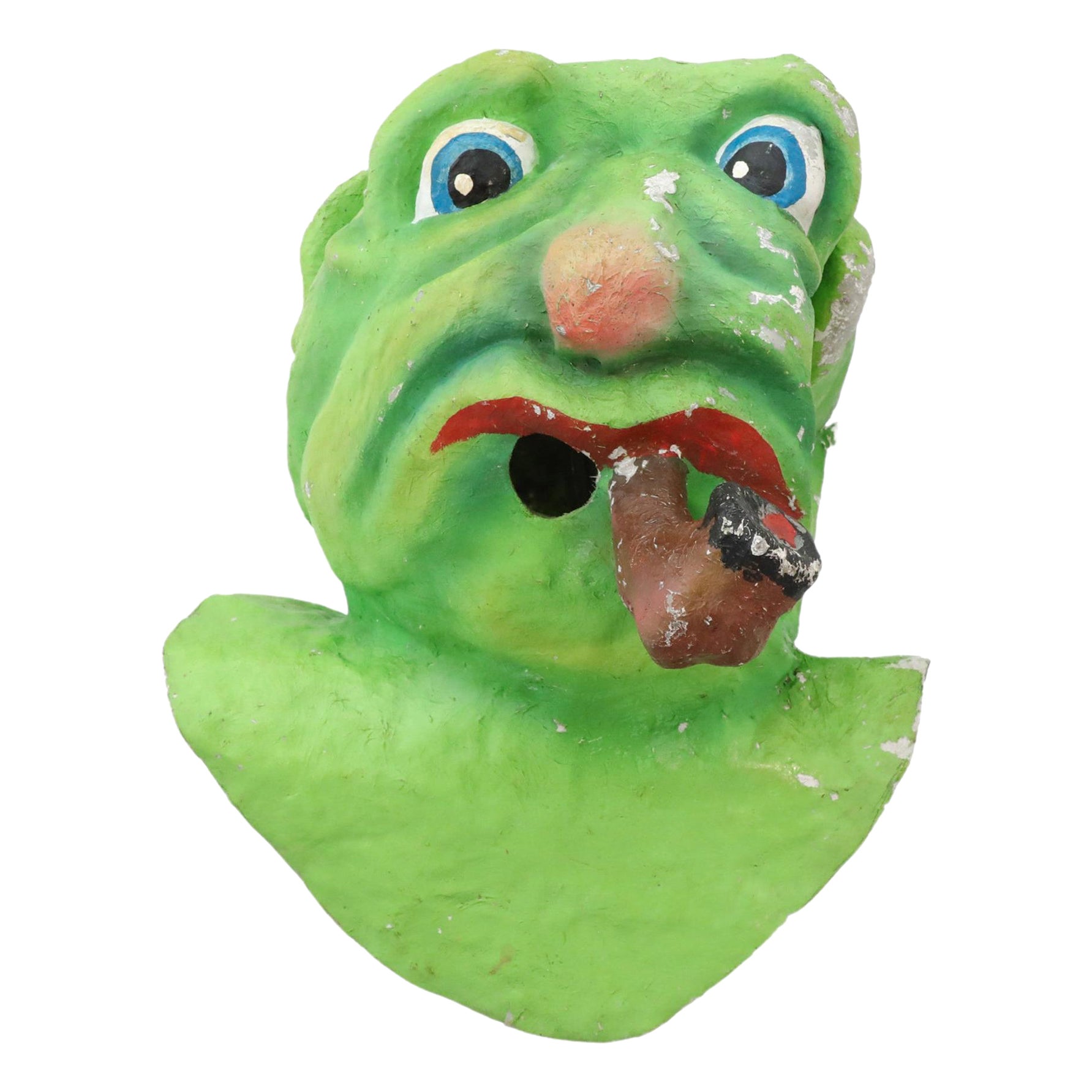 Mostro olandese di cartapesta del 1960, Greene & Greene con testa da parata di carnevale a pipa