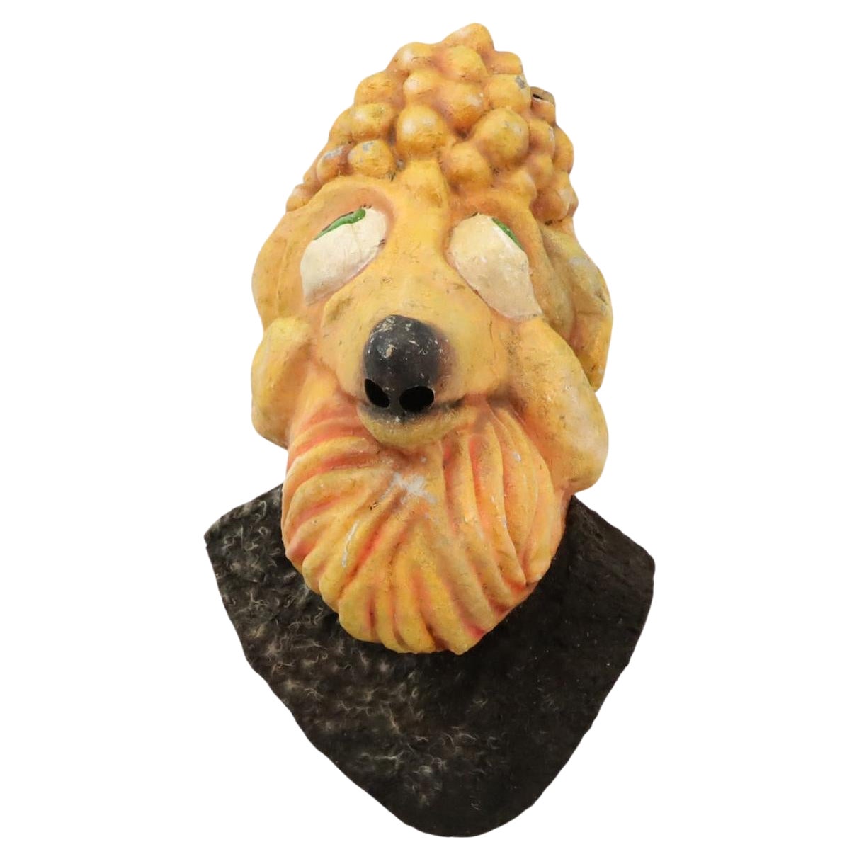 Testa di barboncino olandese di cartapesta del 1960 con faccia da parata di Carnevale