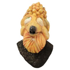 Testa di barboncino olandese di cartapesta del 1960 con faccia da parata di Carnevale