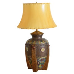 Antique Cloisonne Vase of the Arts and Crafts Period mounted as a table lamp, ca. 1900