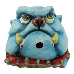 1960 Dutch Papier Mache Blue Bulldog Carnival Parade Head