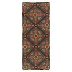 Antique Swedish Rollakan Tapestry in Green with Floral Patterns from Rug & Kilim