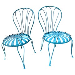 francois carre iron dining chairs in vintage teal