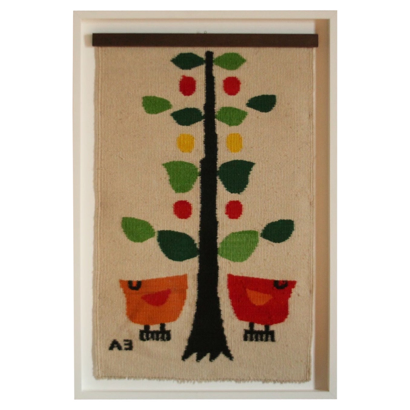 Tapisserie en laine tissée à la main Evelyn Ackerman Birds and Tree, 1960s