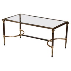 Mid-Century French "Maison Charles" Brass Coffee Table with Glass Top