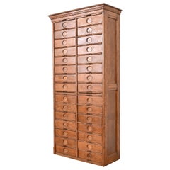 Antique Arts & Crafts Oak 30-Drawer File Cabinet or Chest of Drawers, Circa 1900